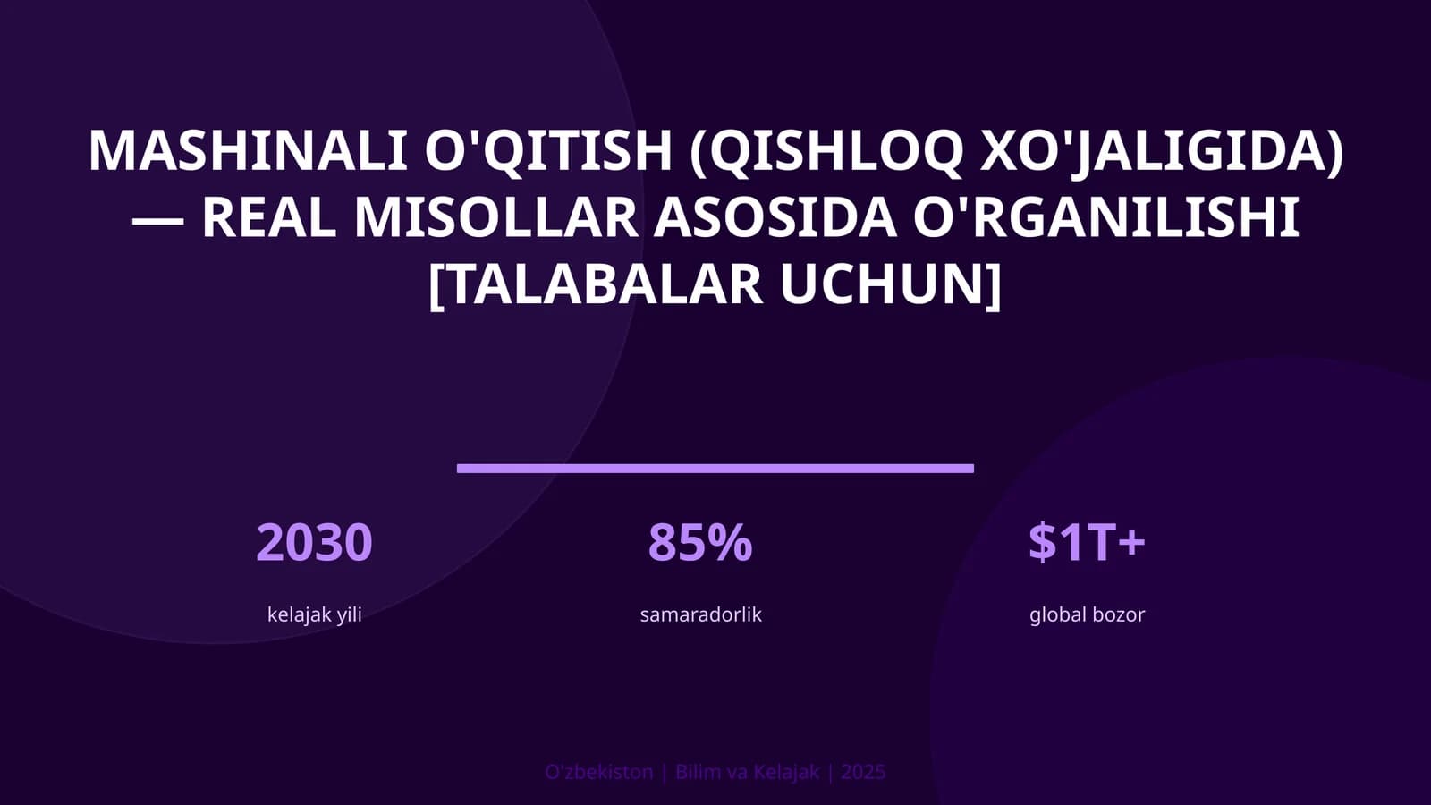 Mashinali o'qitish (qishloq xo'jaligida) — real misollar asosida o'rganilishi [talabalar uchun]