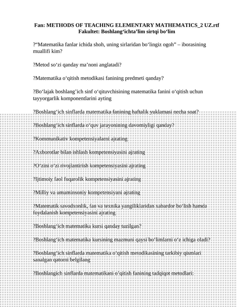 METHODS OF TEACHING ELEMENTARY MATHEMATICS_2 UZ