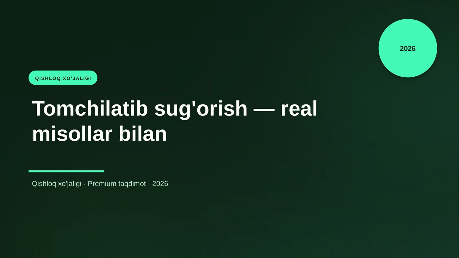 Tomchilatib sug'orish — real misollar bilan