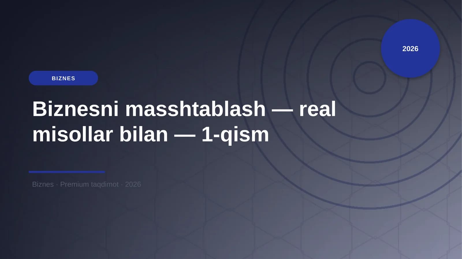 Biznesni masshtablash — real misollar bilan — 1-qism