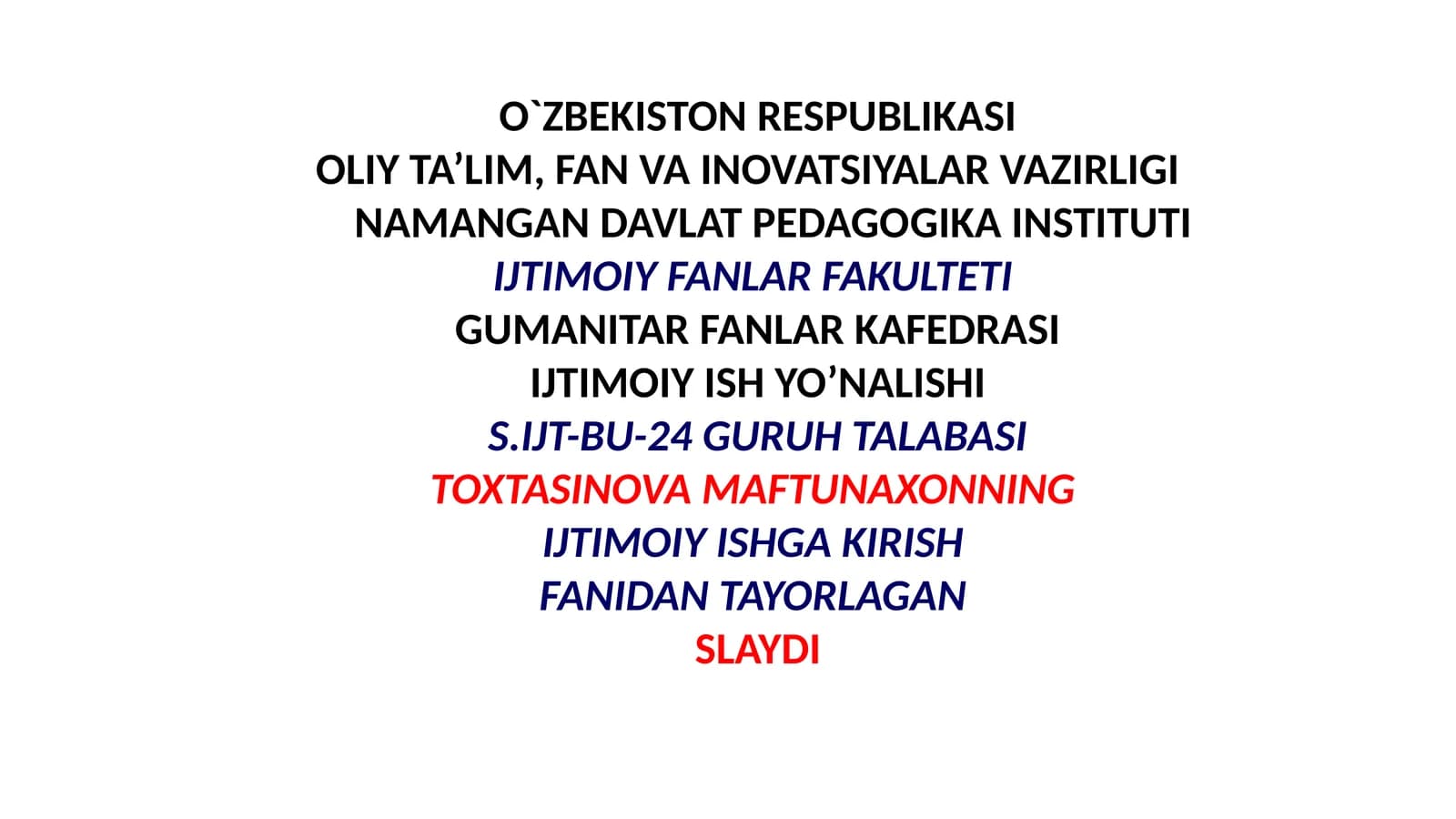 Slayd: Ijtimoiy ishdatushunish