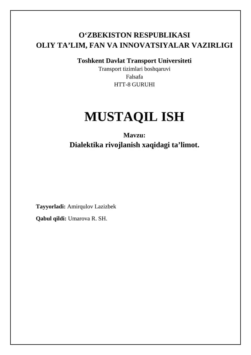Dialektika rivojlanish ta'limoti