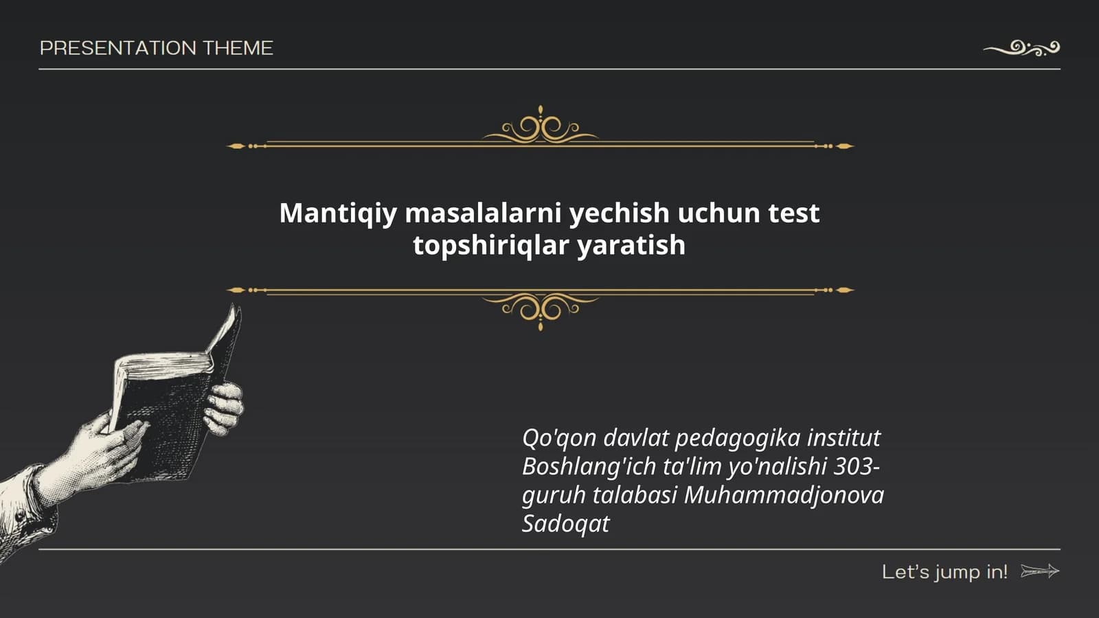 Mantiqiy masalalarni yechish uchun test topshiriqlar yaratish