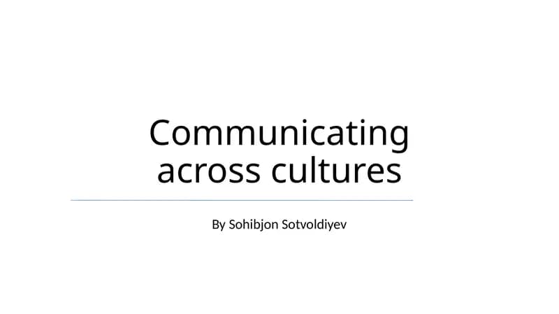 Communicating across cultures
