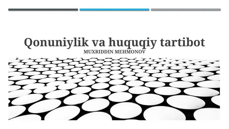 Qonuniylik va huquqiy tartibot