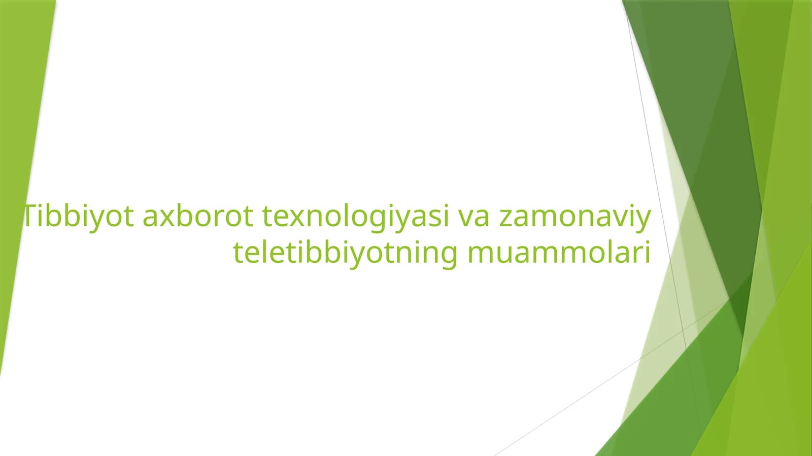 Tibbiyot axborot texnologiyasi va zamonaviy teletibbiyotning muammolari