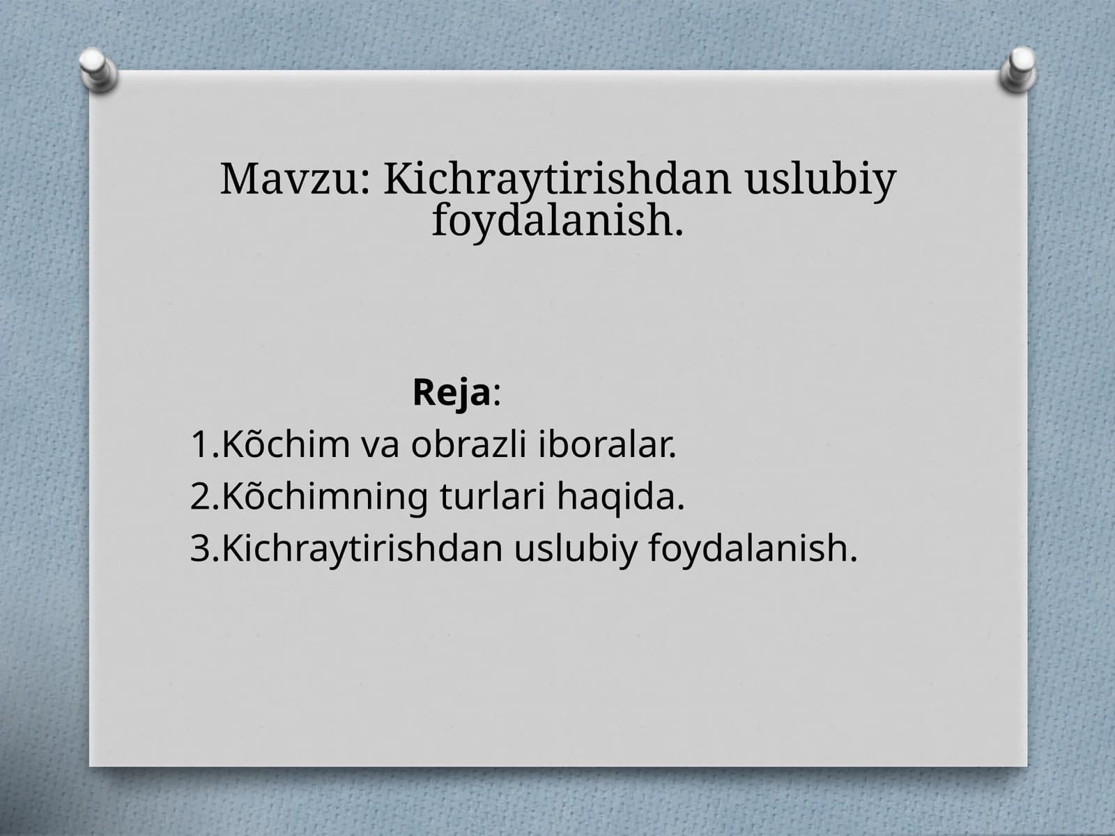 Kichraytirishdan uslubiy foydalanish