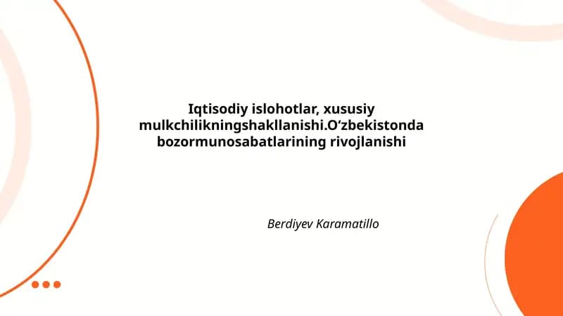O‘zbekiston iqtisodiy islohotlarining tarixiy bosqichlari