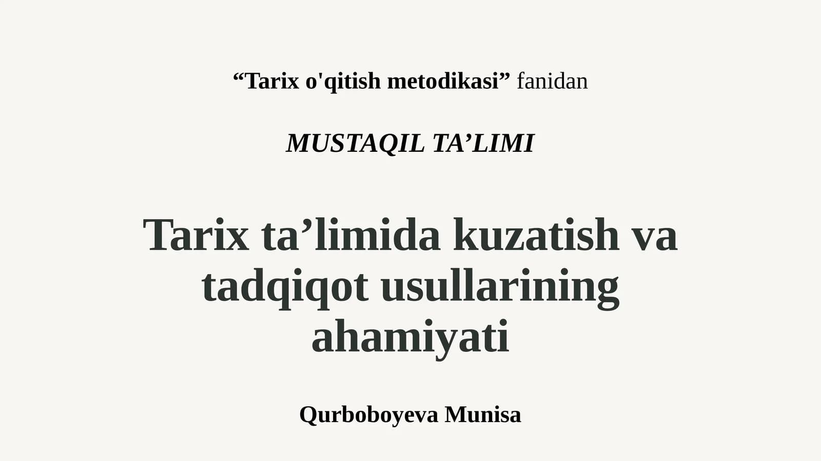 Tarixo'qitish metodikasi