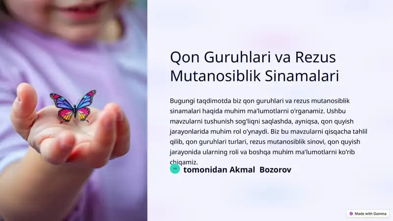 Qon Guruhlari va Rezus Mutanosiblik Sinamalari