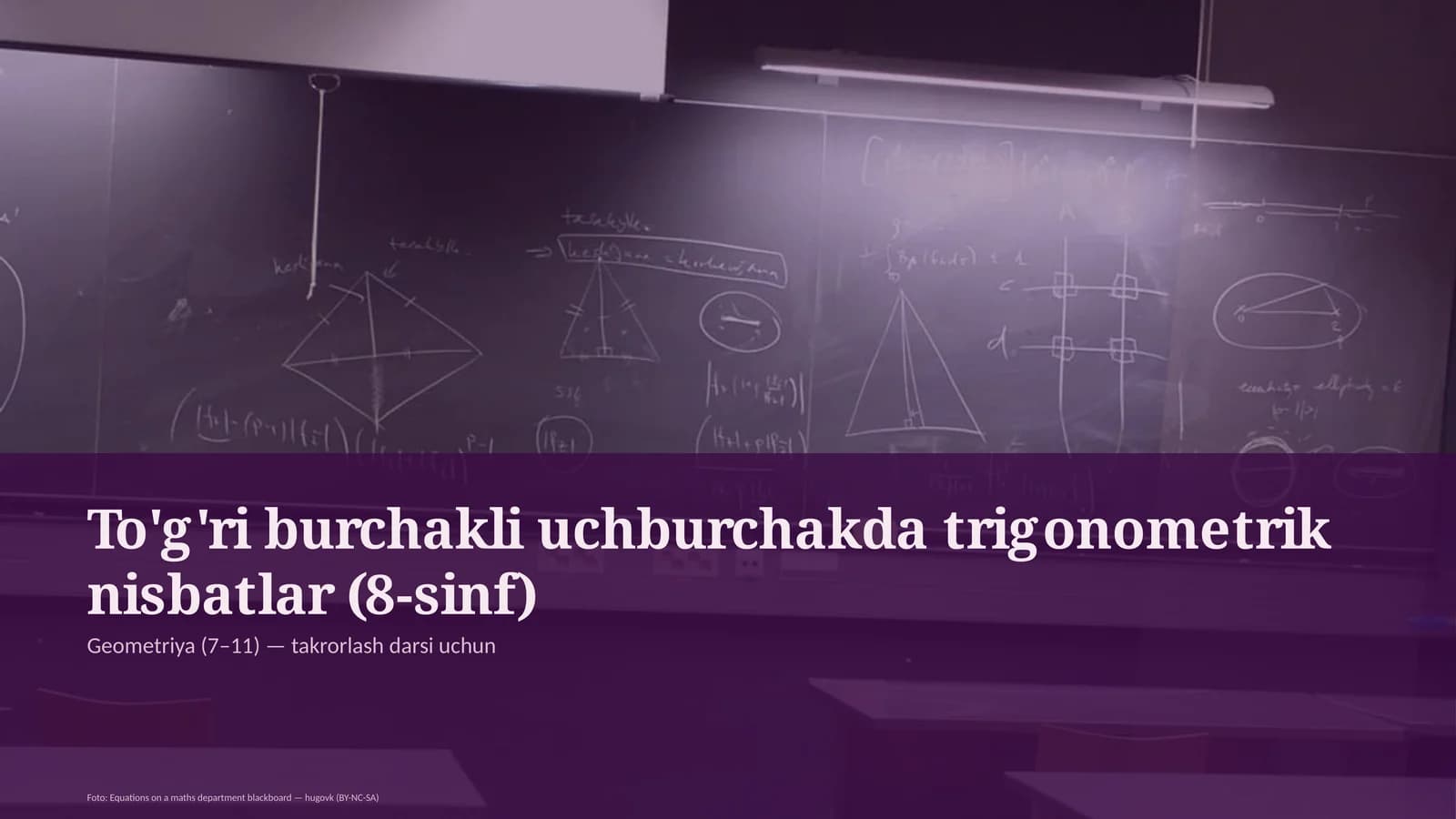 To'g'ri burchakli uchburchakda trigonometrik nisbatlar (8-sinf)