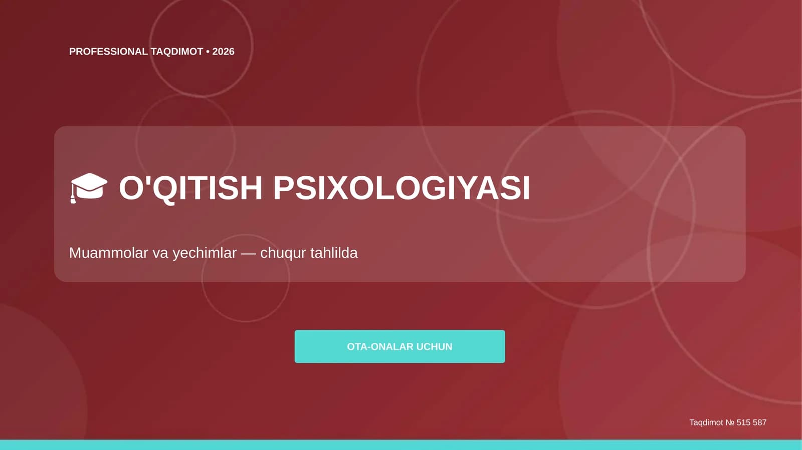 O'QITISH PSIXOLOGIYASI