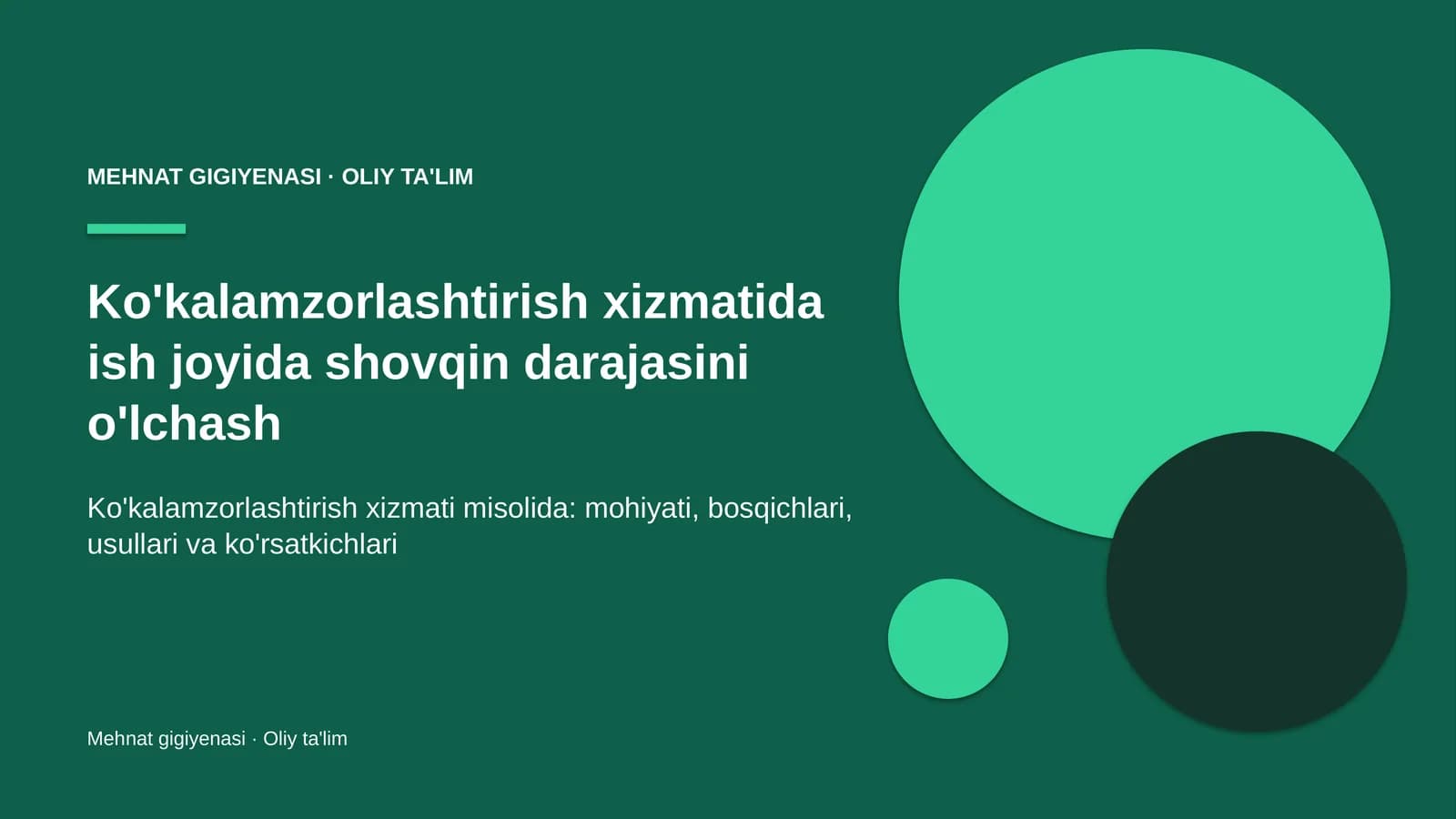 Ko'kalamzorlashtirish xizmatida ish joyida shovqin darajasini o'lchash