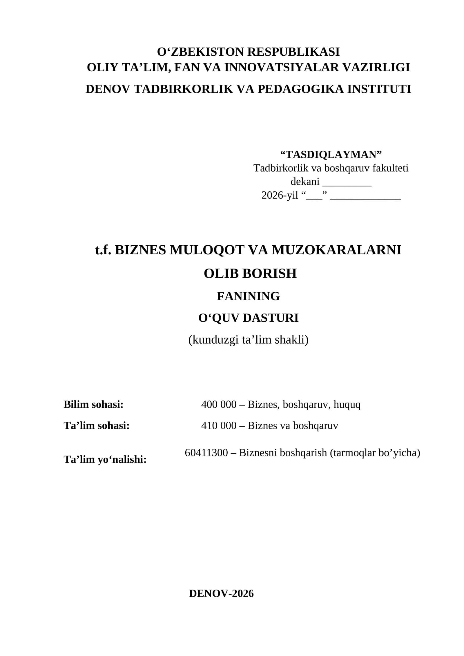 BIZNES MULOQOT VA MUZOKARALAR
