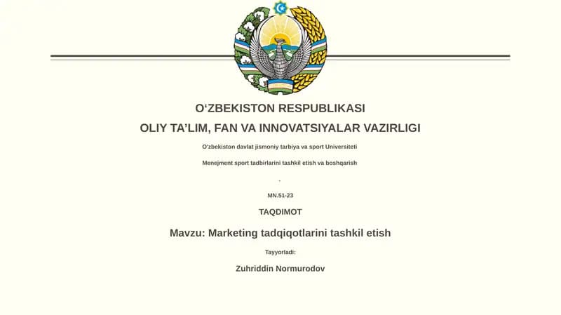 Marketing tadqiqotlarini tashkil etish