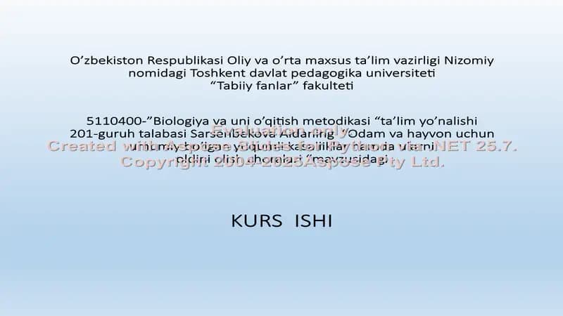 Biologiya va uni o’qitish metodikasi