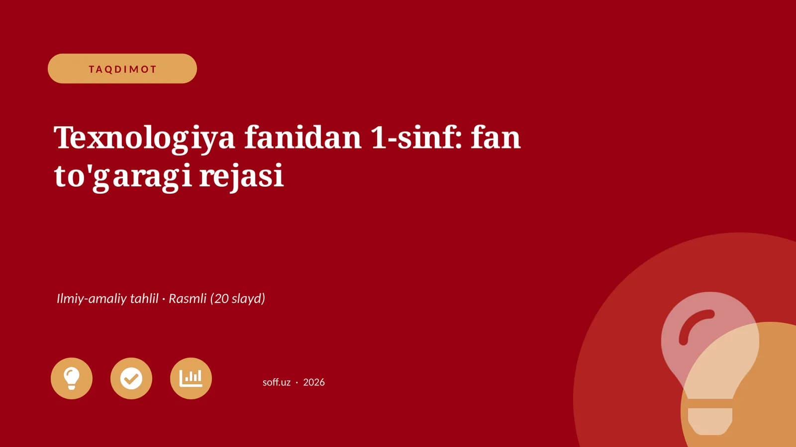 Texnologiya fanidan 1-sinf: fan to'garagi rejasi