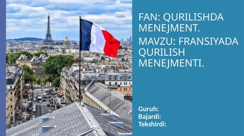 FRANSIYADA QURILISH MENEJMENTI