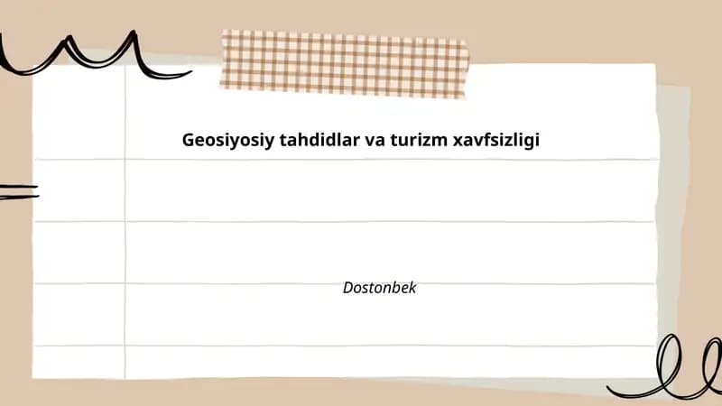 Geosiyosiy tahdidlar va turizm xavfsizligi