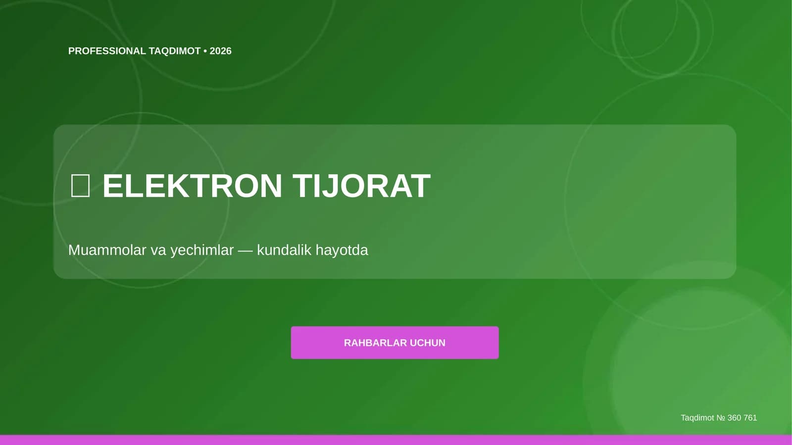 Elektron tijorat: muammolar va yechimlar (kundalik hayotda) [rahbarlar uchun]