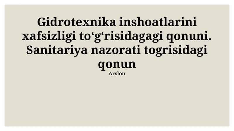 Gidrotexnika inshoatlarini xafsizligi to‘g‘risidagagi qonuni
