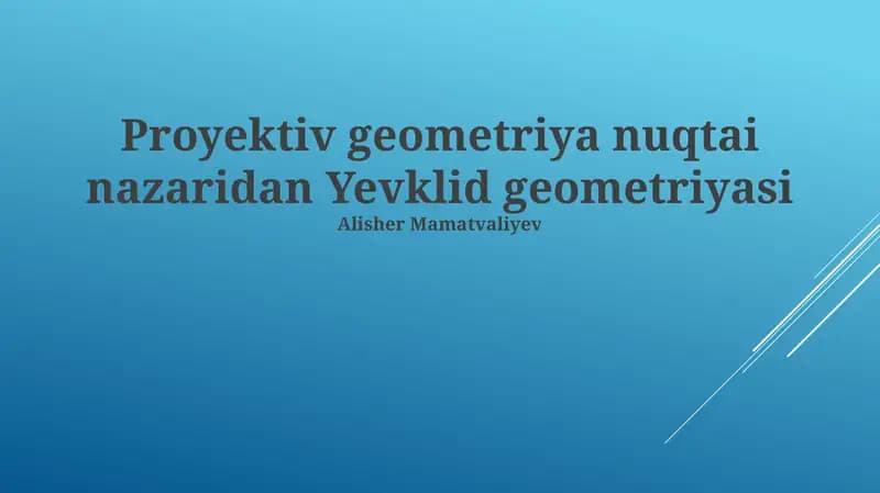 Proektiv Geometriya: Qushning Ko'zidan Qarash