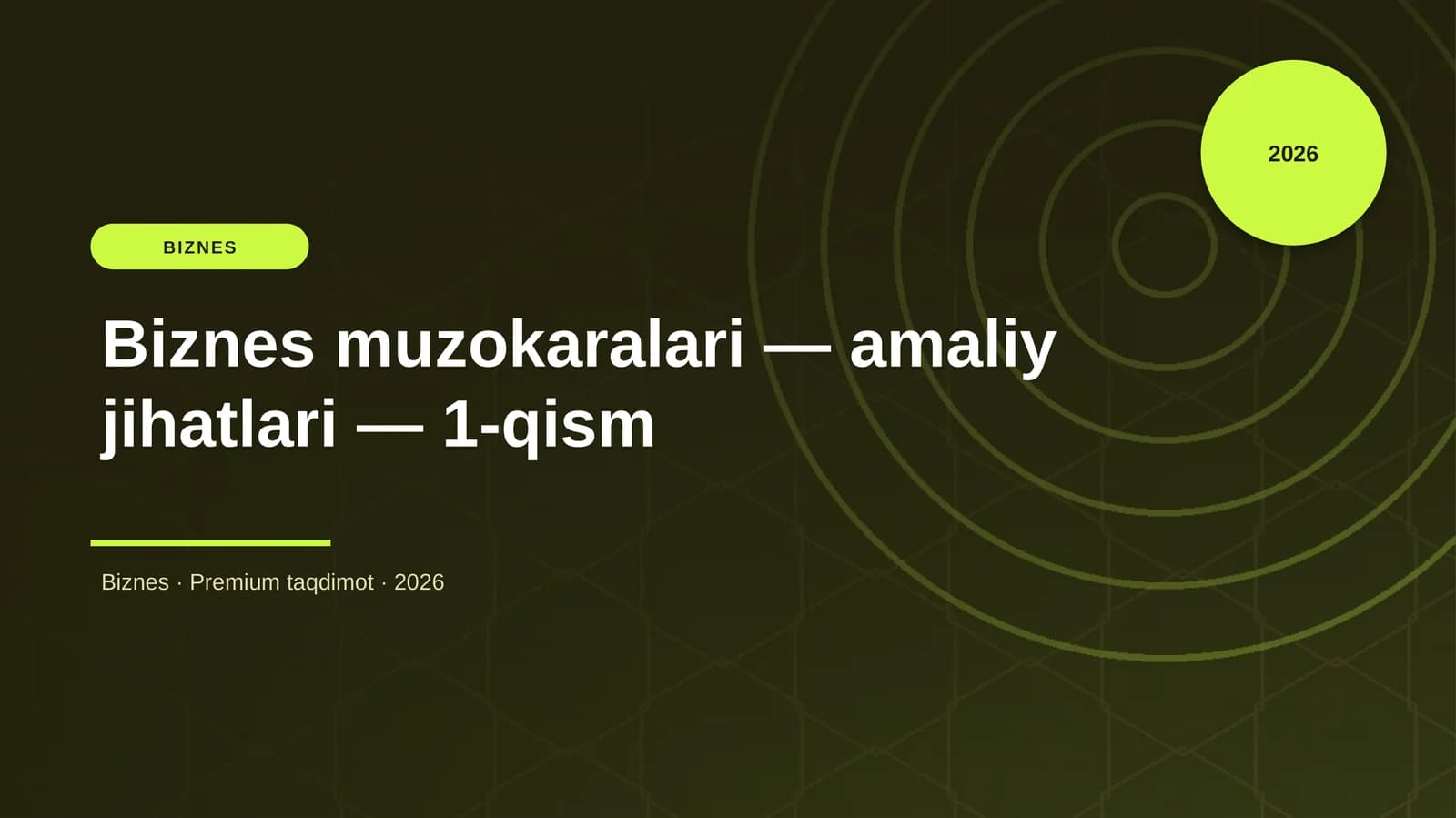 Biznes muzokaralari — amaliy jihatlari — 1-qism