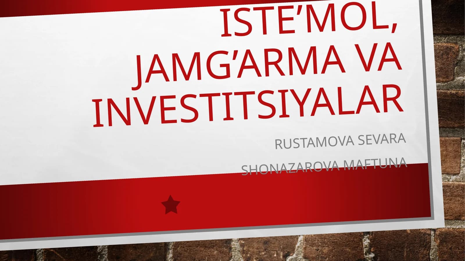 Iste’mol, jamg’ar mavainvestitsiyalar