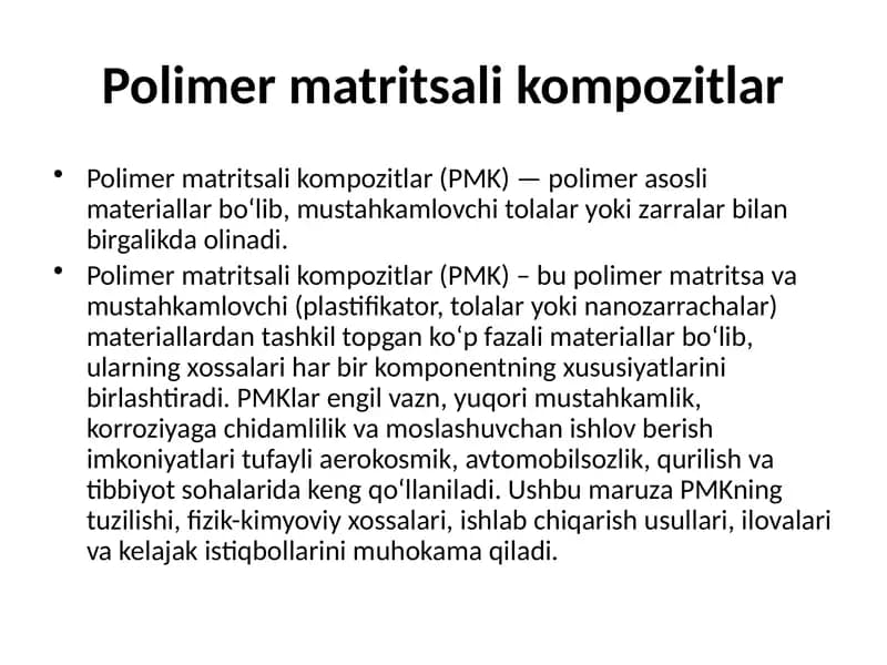 Polimer matritsali kompozitlar