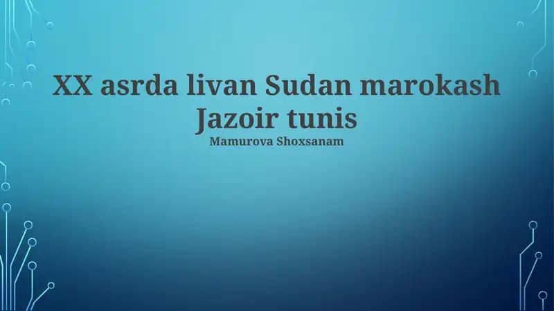 Xavfsizlik masalalari: XX va Shimoliy Afrika