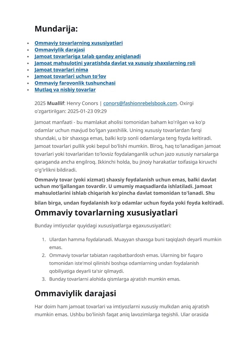 Jamoat tovarlariga talab qanday aniqlanadi