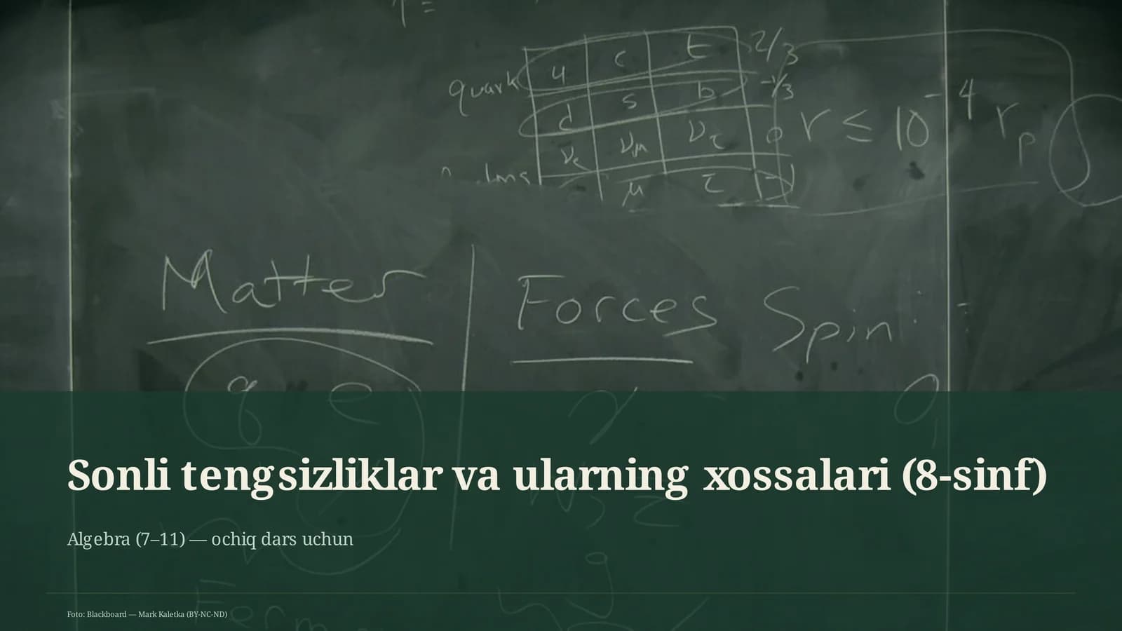 Sonli tengsizliklar va ularning xossalari (8-sinf)