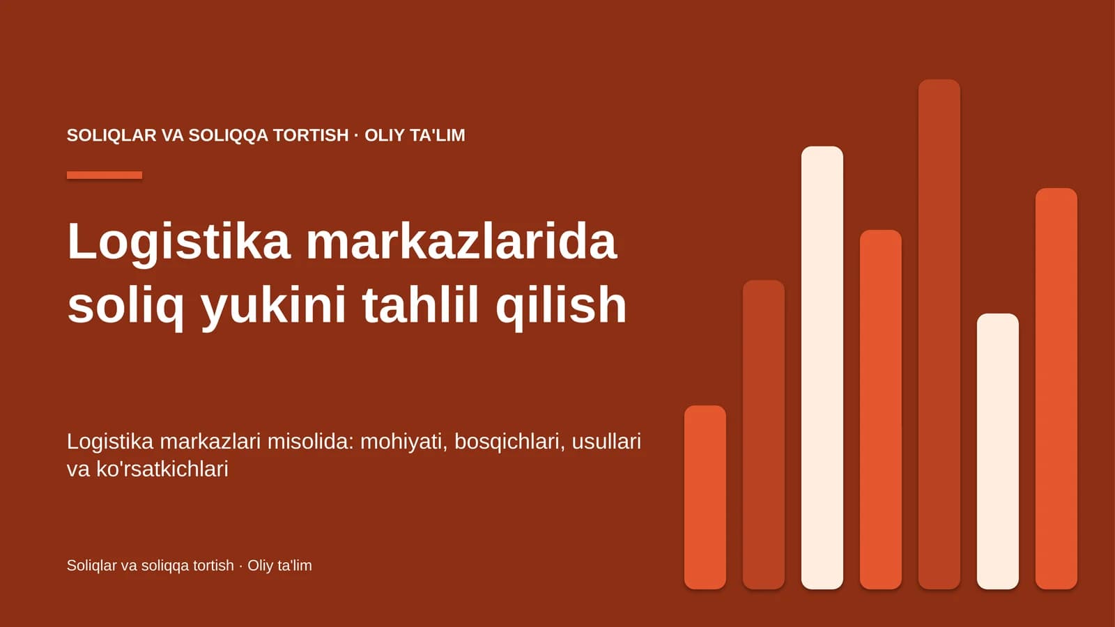 Logistika markazlarida soliq yukini tahlil qilish