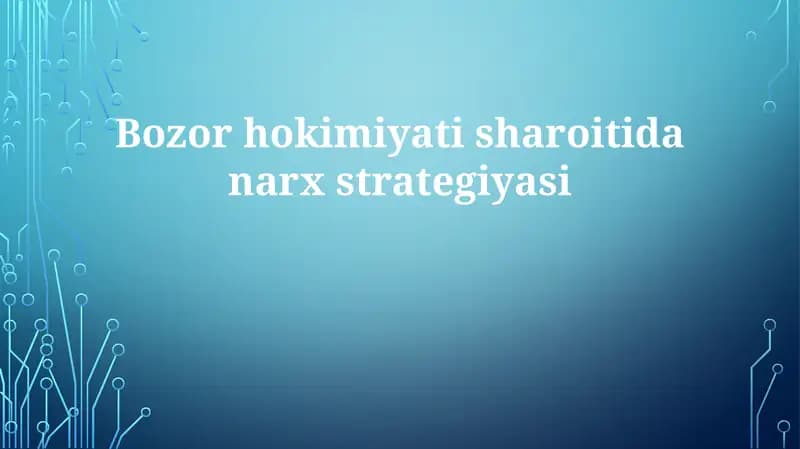 Narx strategiyasini boshqarish va optimallashtirish