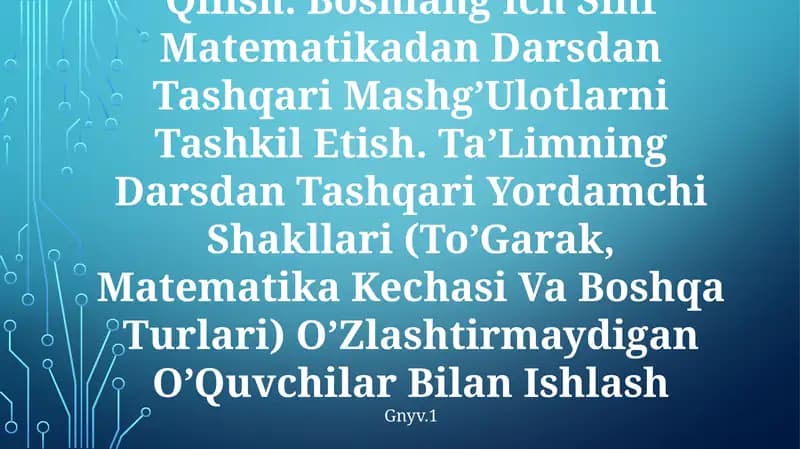 Dars Mazmuni, Texnologik Xaritalar Tuzish