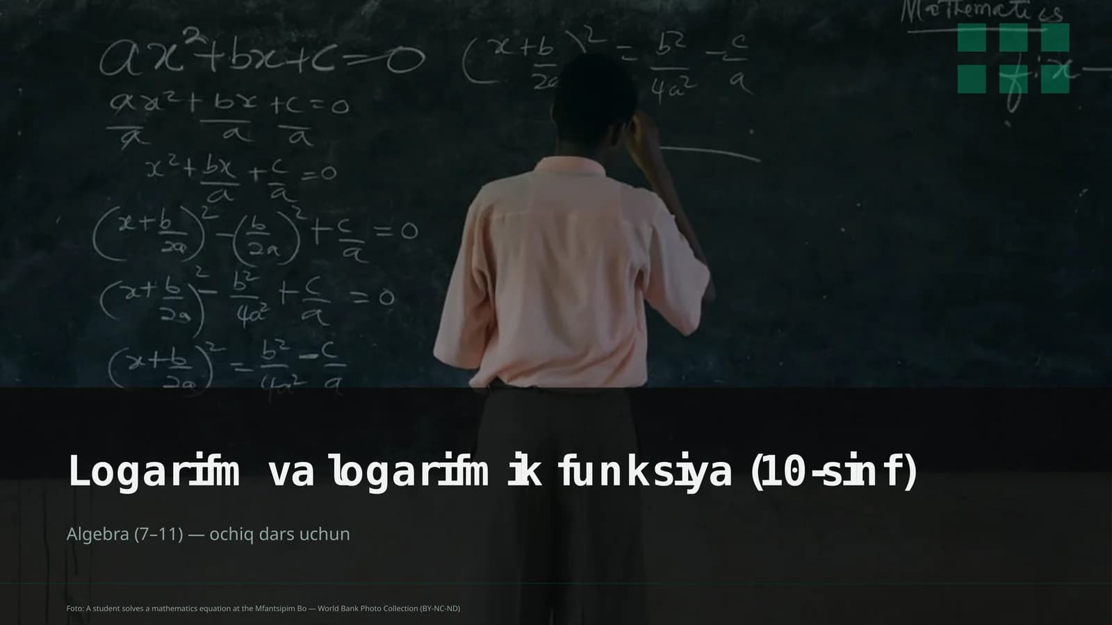 Logarifm va logarifmik funksiya (10-sinf)