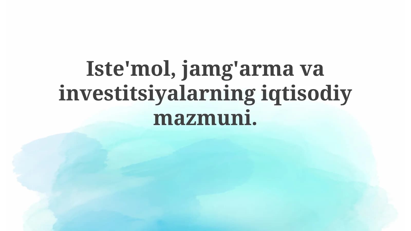 Iste'mol, Jamg'arma va Investitsiyalarningiqtisodiymazmuni