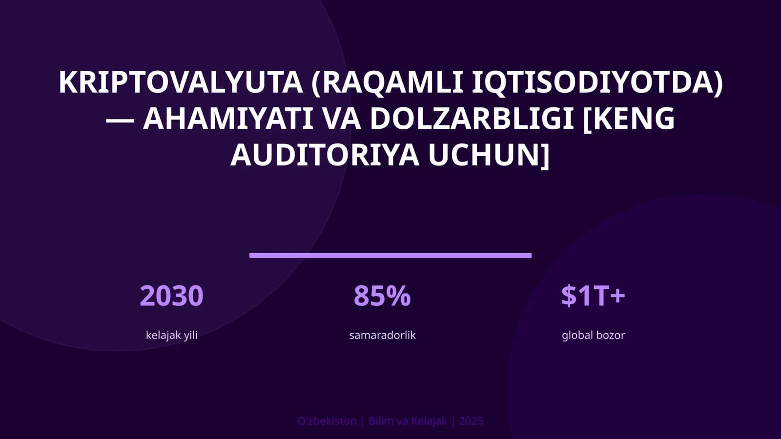 Kriptovalyuta (raqamli iqtisodiyotda) — ahamiyati va dolzarbligi [keng auditoriya uchun]