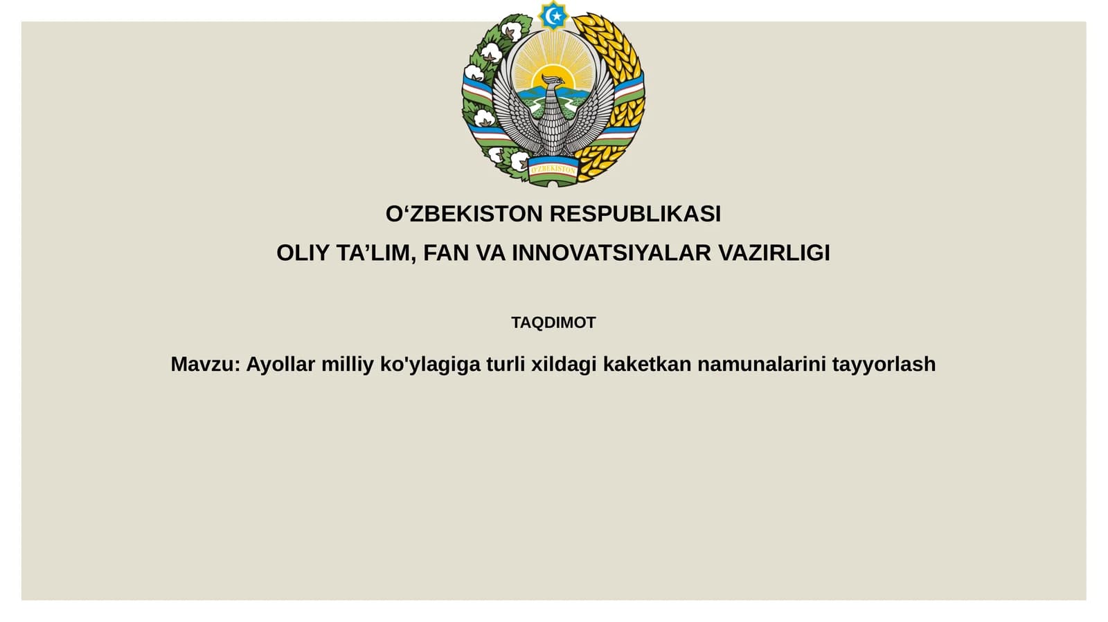Ayollar milliy ko'ylagi turlarini xil kaketka namunalarini tayyorlash