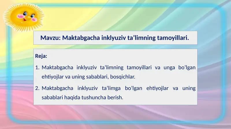 Maktabgacha inklyuziv ta’limning tamoyillari