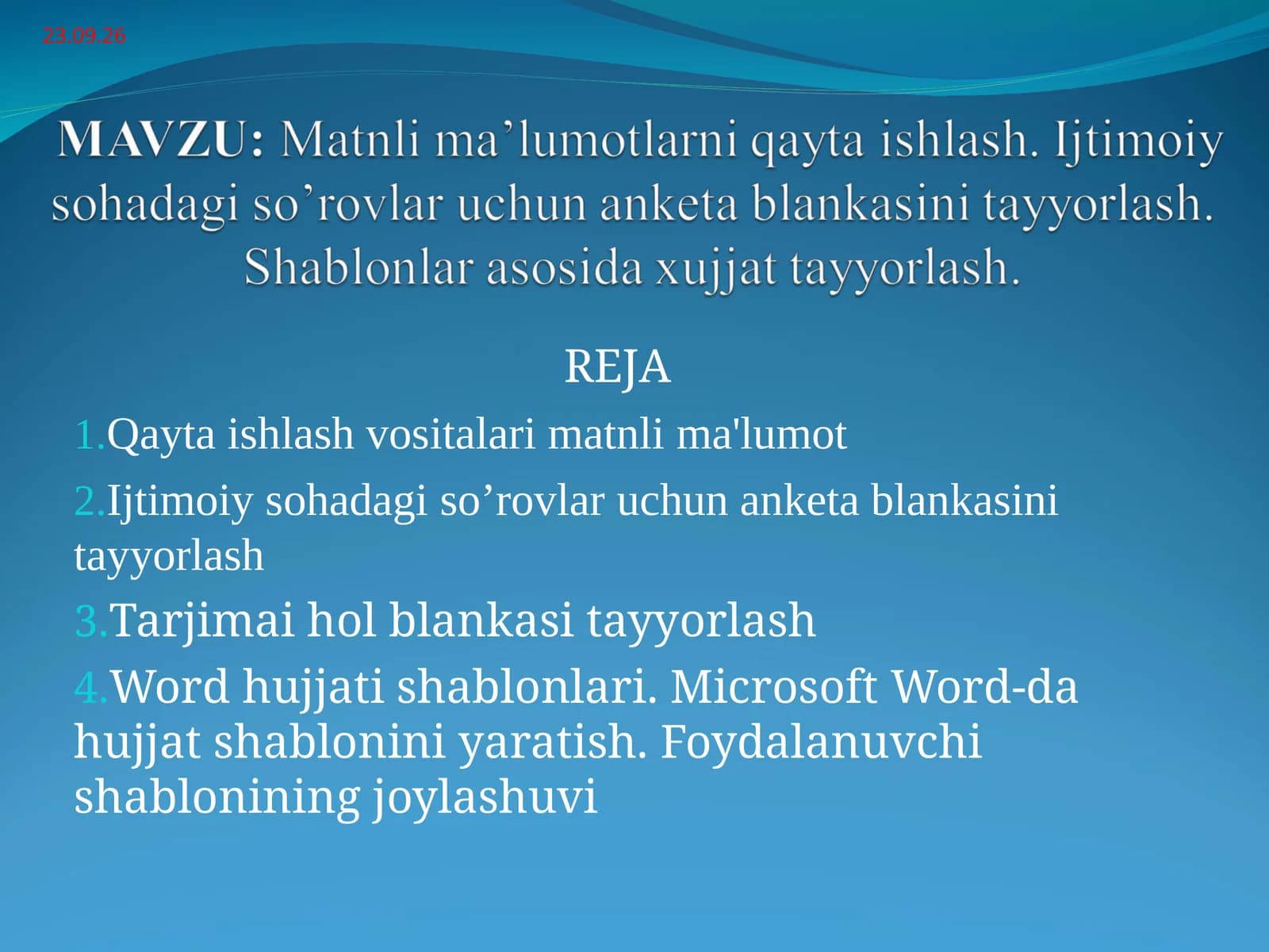 Qayta ishlash vositalari matnli ma'lumot