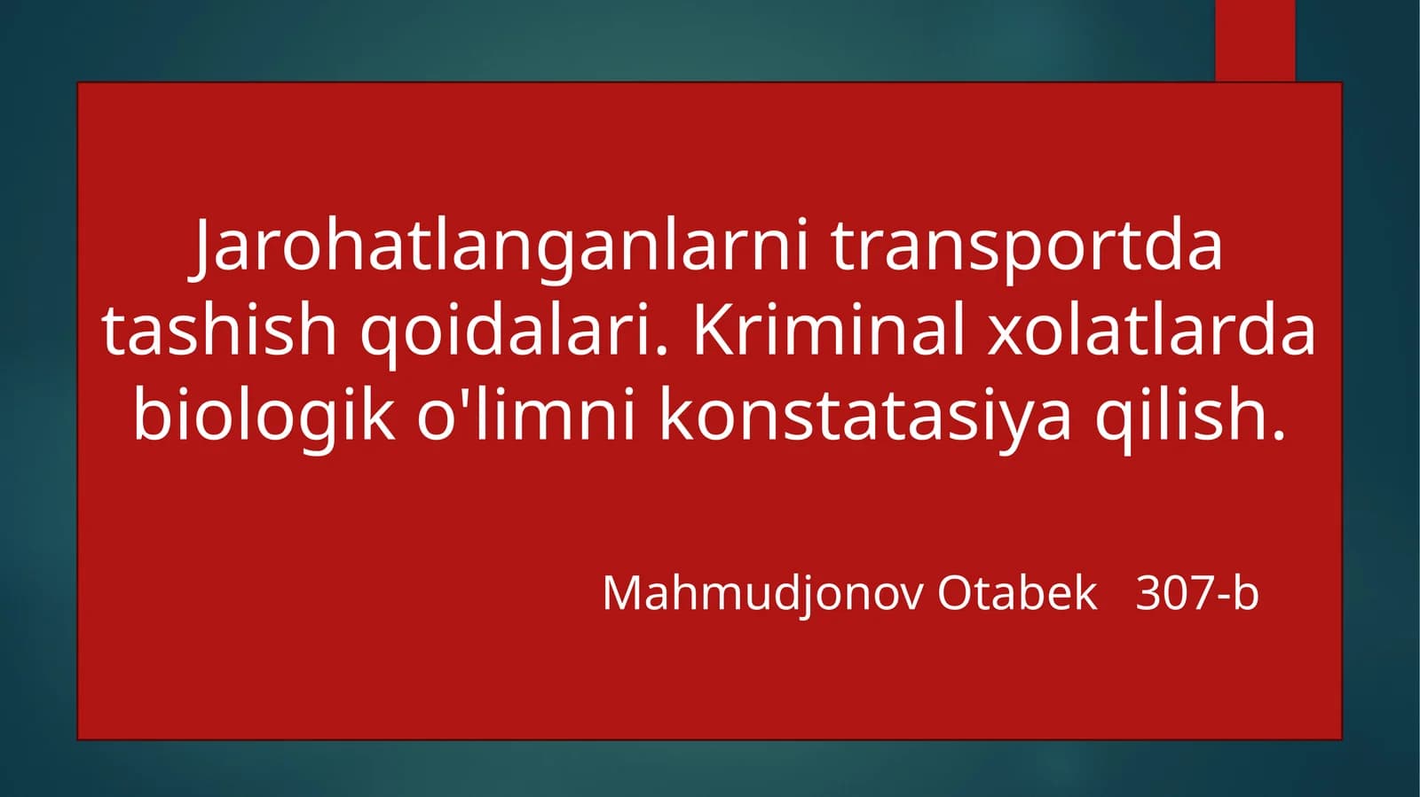 Jarohatlangan odamlarni transportda tashish