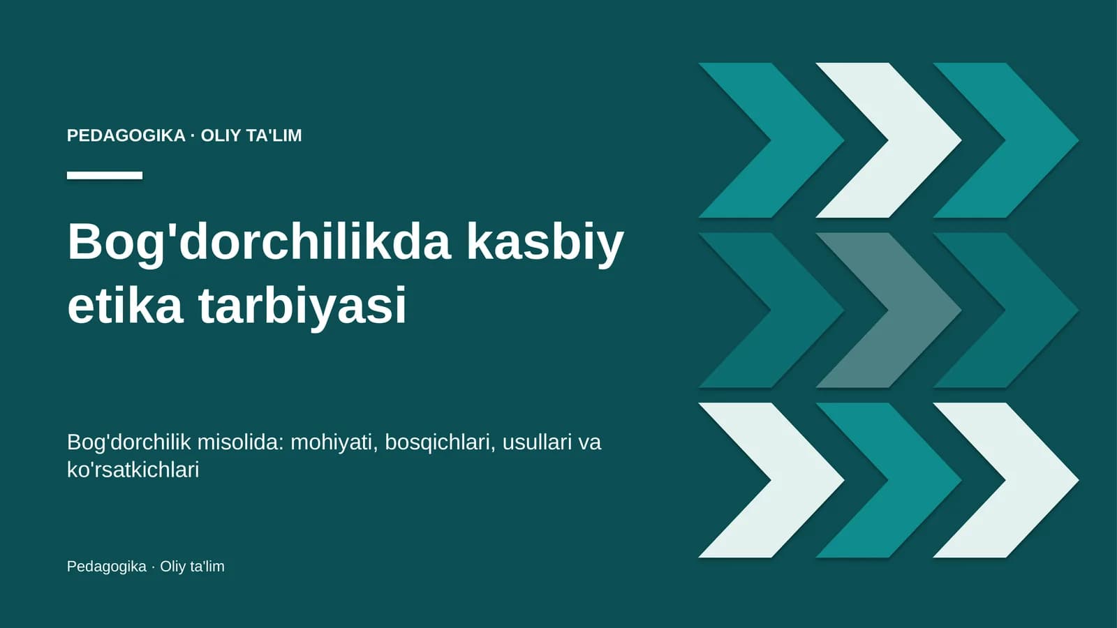 Bog'dorchilikda kasbiy etika tarbiyasi