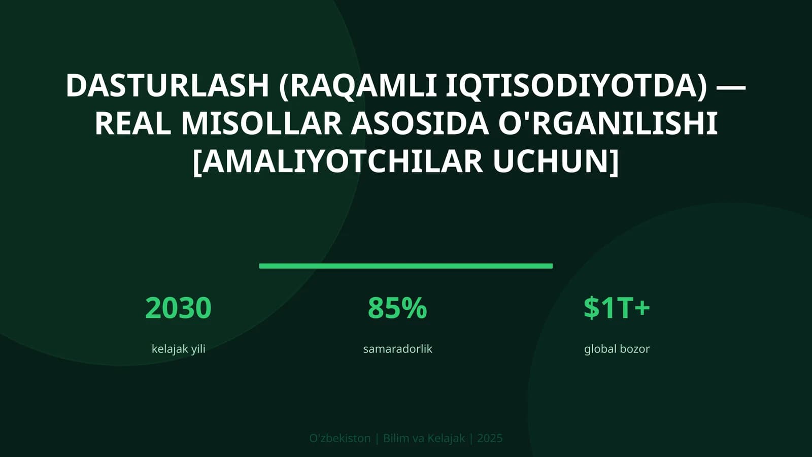 Dasturlash (raqamli iqtisodiyotda) - real misollar asosida o'rganilishi [amaliyotchilar uchun]