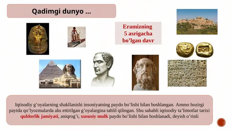Qadimgi Dunyo Iqtisodiy Qarashlari