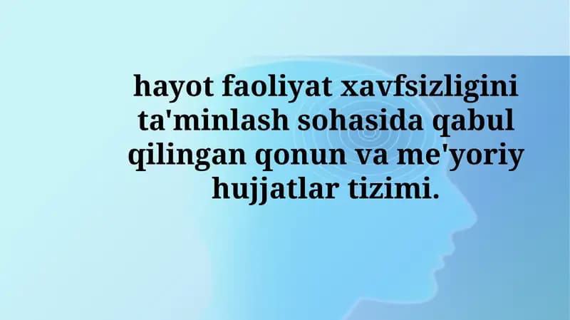 Hayot xavfsizligini ta'minlash sohasidagi qonunlar