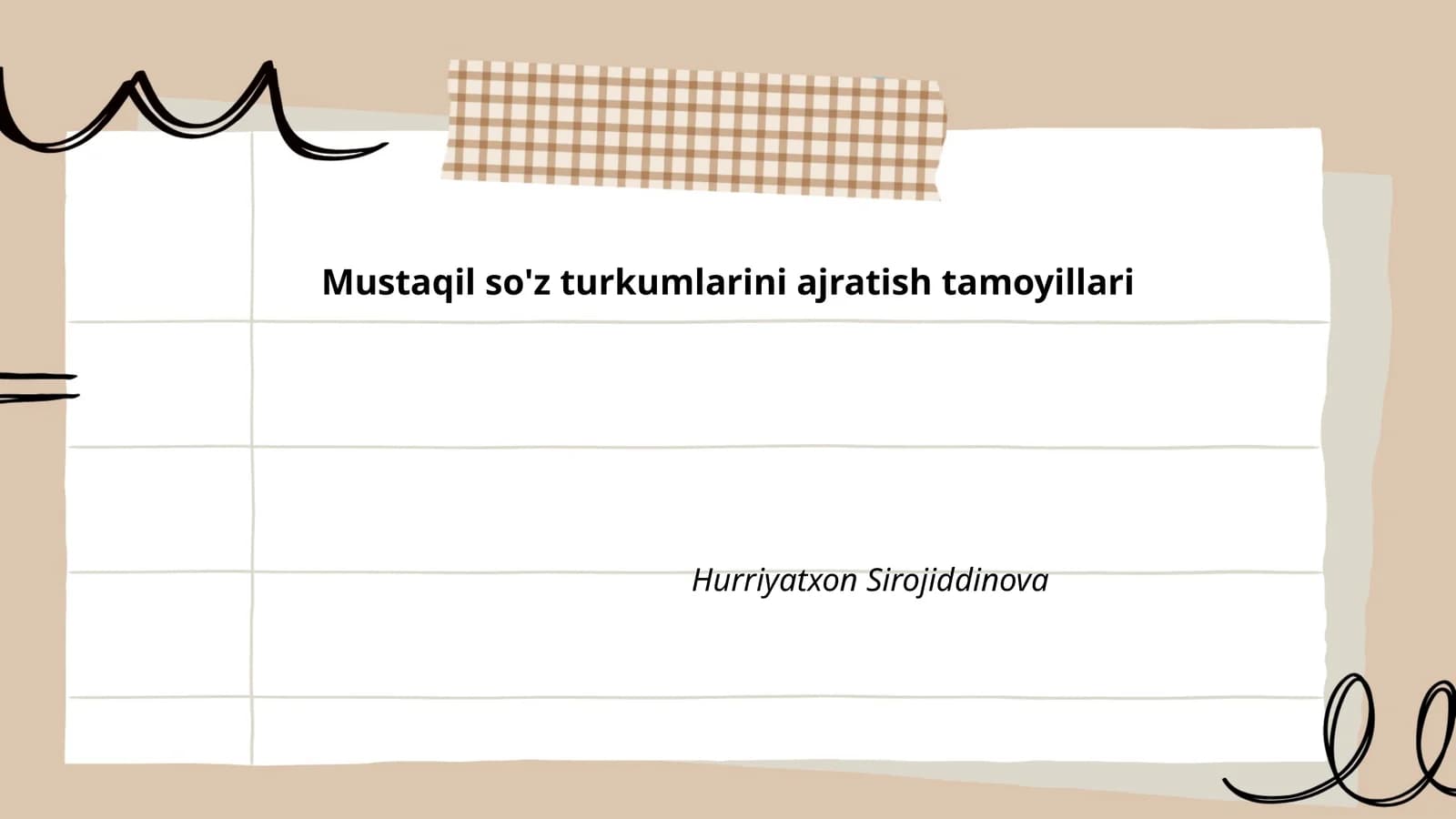 Mustaqil so'z turkumlarini ajratish tamoyillari