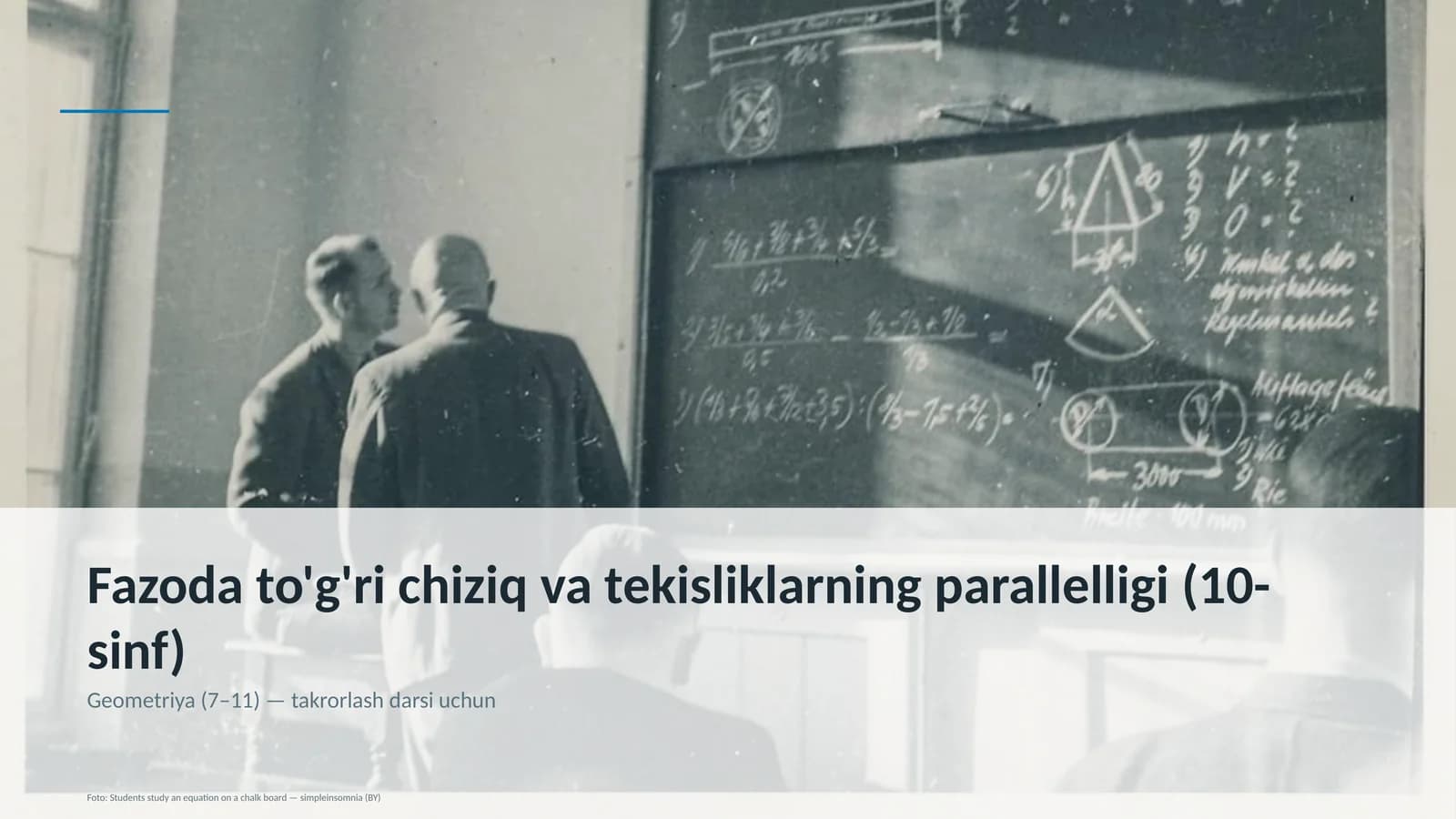 Fazoda to'g'ri chiziq va tekisliklarning parallelligi (10-sinf)