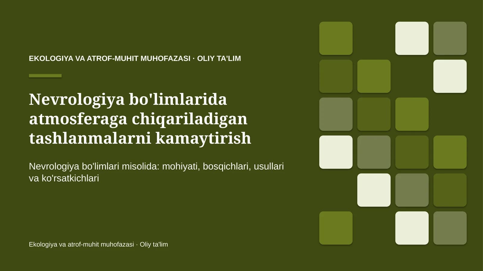 nevrologiya bo'limlarida atmosferaga chiqariladigan tashlanmalarni kamaytirish 5938