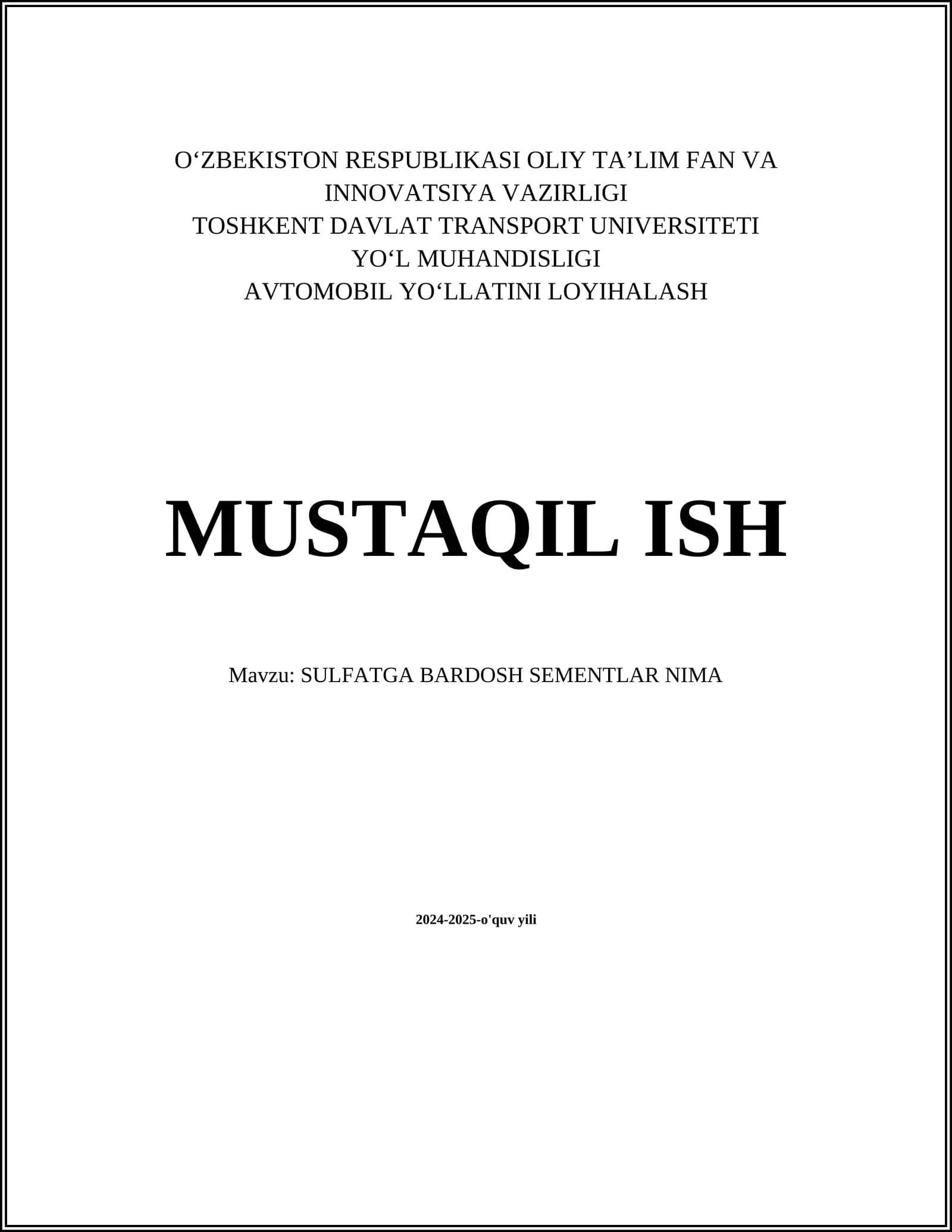 Sulfatga bardosh sementlarning turlari